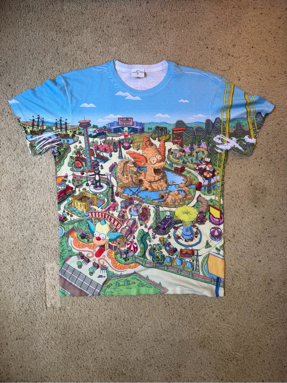 Universal Studios The Simpsons Krustyland Map Graphic Tee Size L White